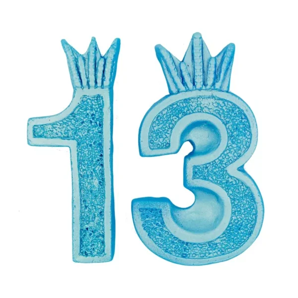 קישוט בצק סוכר-13 כתר תכלת מטאלי