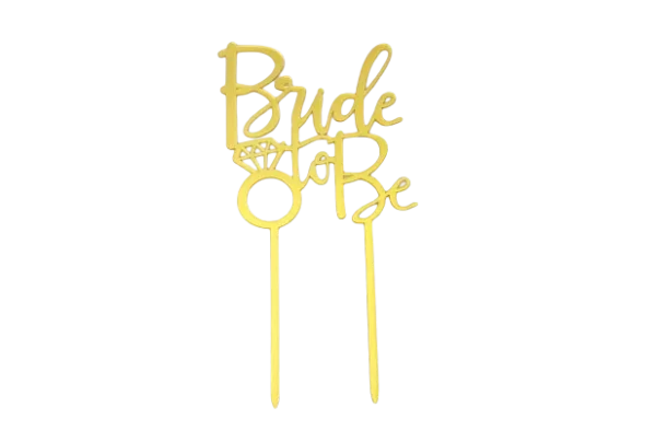טופר אקרילי לעוגה זהב- Bride to Be